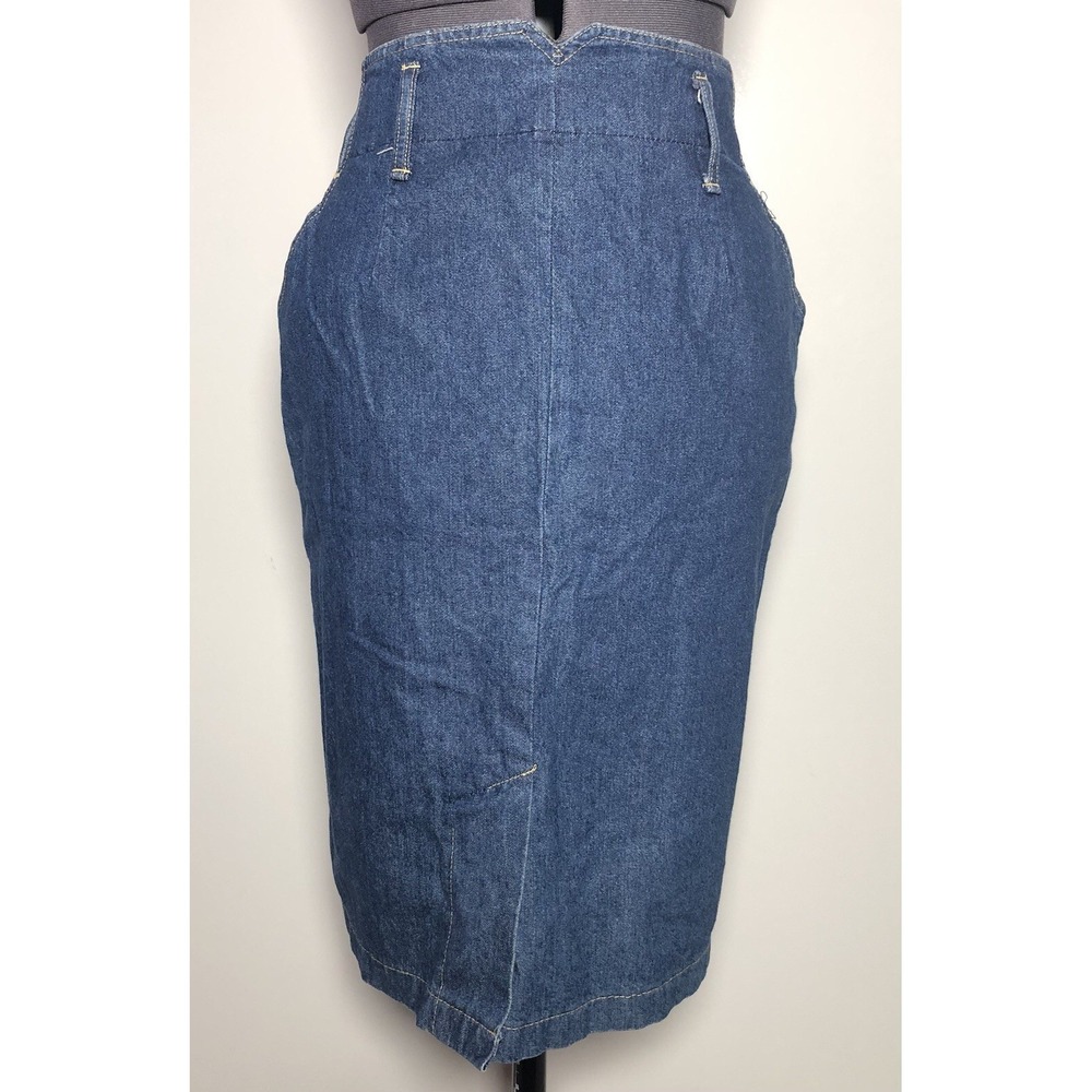 Vintage 90s Jean Skirt Denim Cascade Blues High Waist Pencil Made USA W-29" H-40